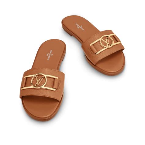 louis vuitton lock it flat mule cognac